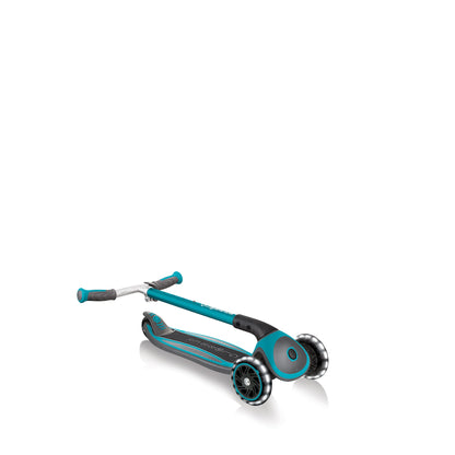 Globber Master Folding Scooter with Light Up Wheels and 5 height adjustable handlebars 74-94cm Suitable from 4 years max user weight 50kg (Teal), One Size