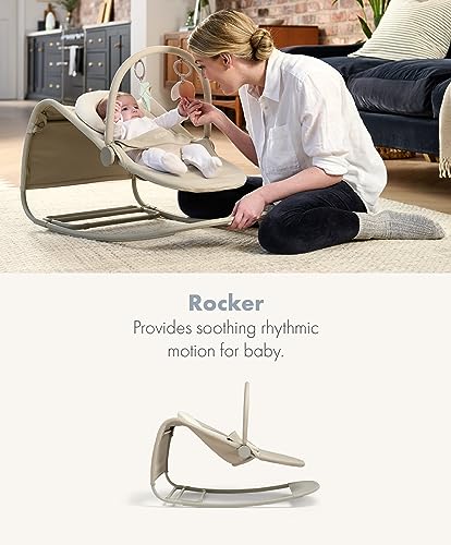 Mamas & Papas Tempo 3-in-1 Rocker/Bouncer, Lightweight, 3-Point Harness and Easily Removable Magnetic Toy Bar, Sand