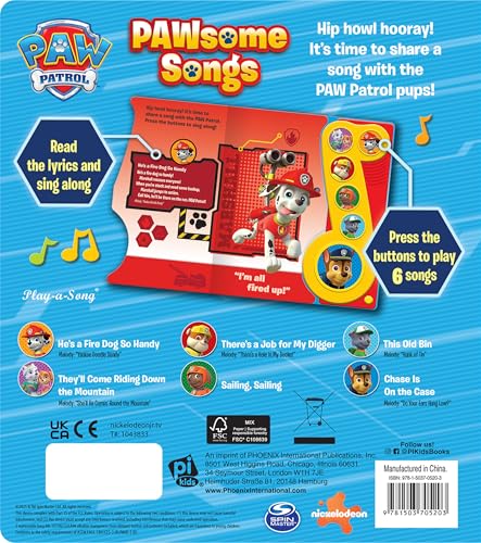 Nickelodeon PAW Patrol Chase, Skye, Marshall, and More! - PAWsome Songs! Music Sound Book - PI Kids (Paw Patrol: Play-a-song)