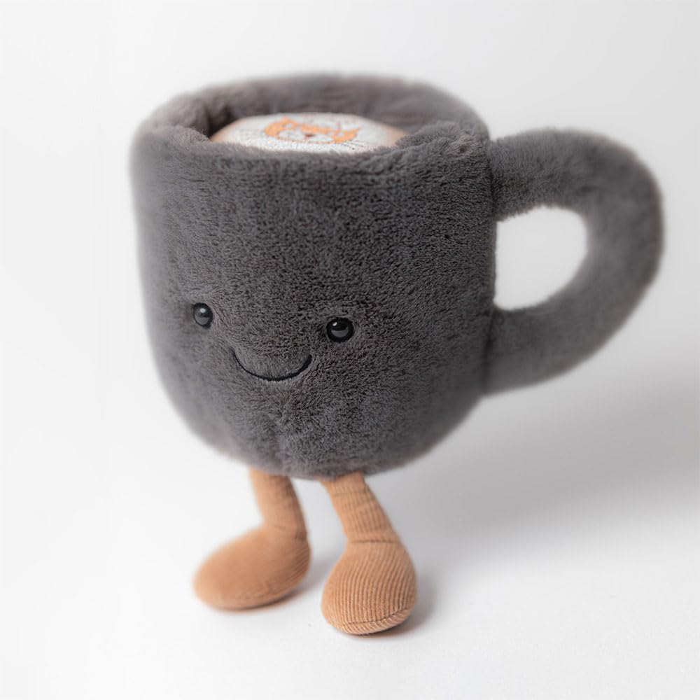 Jellycat Amuseable Coffee Cup Plush with a smiling face and cozy design, perfect for cuddling and decoration.