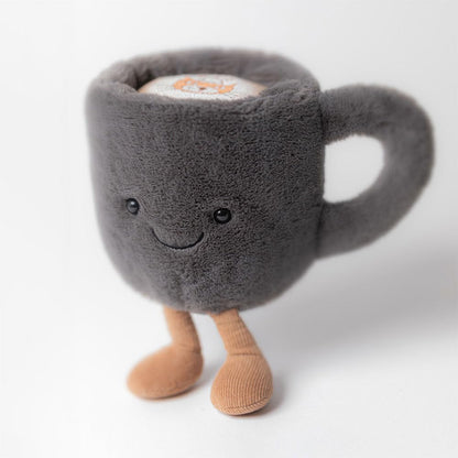 Jellycat Amuseable Coffee Cup Plush with a smiling face and cozy design, perfect for cuddling and decoration.