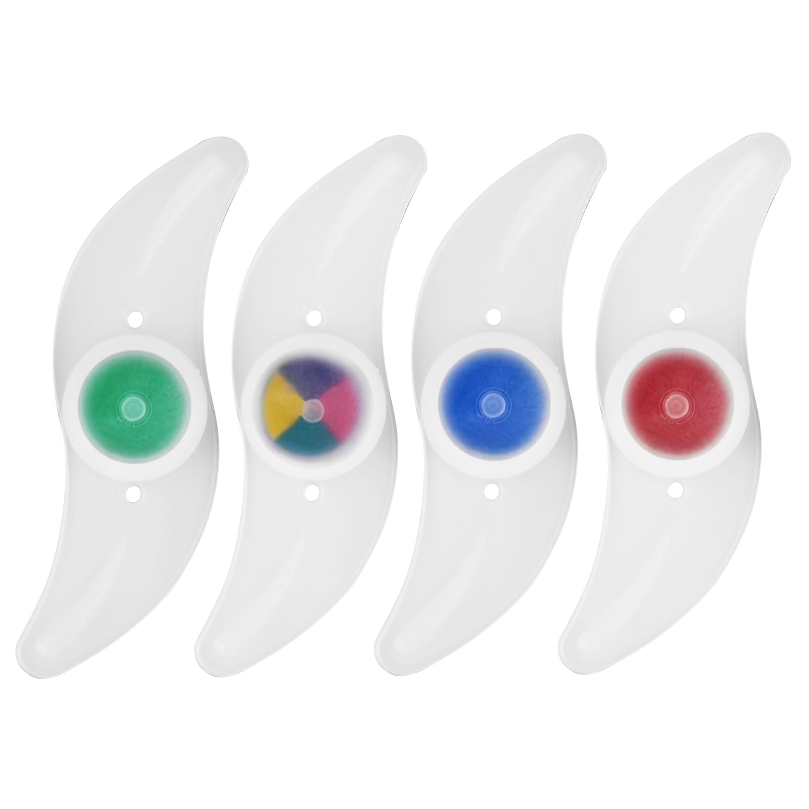 Set of four GEU bike spoke lights in multicolor, blue, green, and red, with flashing modes for night cycling wheel decoration.