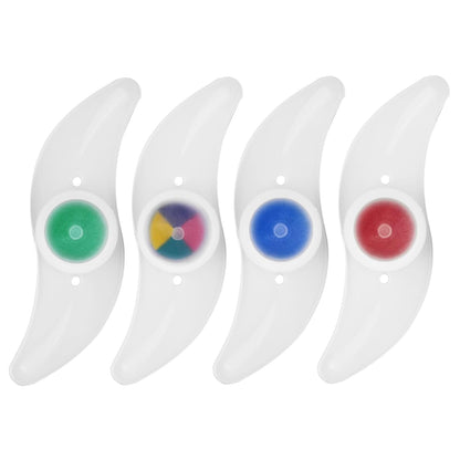 Set of four GEU bike spoke lights in multicolor, blue, green, and red, with flashing modes for night cycling wheel decoration.