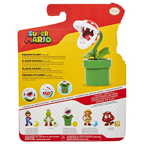 Nintendo Jakks Pacific Piranha Plant figurine with question box, colorful 10 cm collectible toy from the Super Mario series.