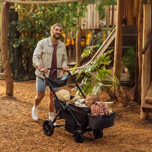 Bebeconfort Helios, Double Pram from Birth, 0-4 Years, 0-22kg, 2 Face-to-face Seats, Large All-Terrain Wheels, Compact Folding, Trolley on Wheels, Protective Canopy, Mineral Graphite