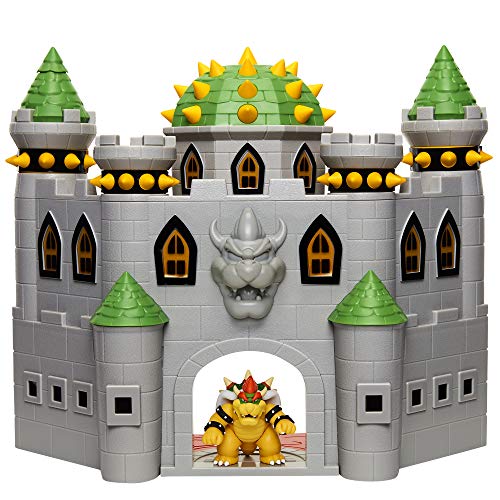 Nintendo Super Mario Deluxe Bowser's Castle Playset with 2.5" Exclusive Articulated Bowser Action Figure, Interactive Play Set with Authentic in-Game Sounds