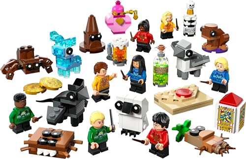 LEGO Harry Potter Advent Calendar 2025 featuring 8 minifigures in festive jumpers and mini builds for holiday fun.