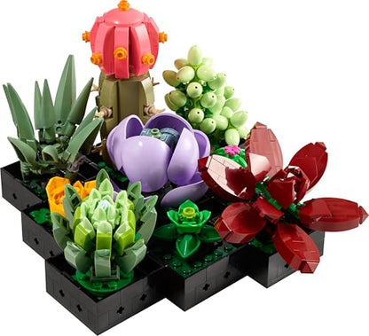 LEGO Botanicals Succulents - Build 9 Small Artificial Plants - DIY Gifts for Mothers - Home or Office Desk Décor Building Set For Adults - Botanical Collection - 10309