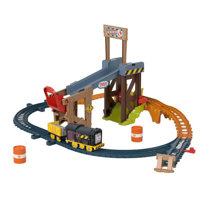 Thomas & Friends Motorized Toy Train Set Diesel’s Lift & Load Construction with Track & Cargo for Preschool Kids Ages 3+ Years, JBW20