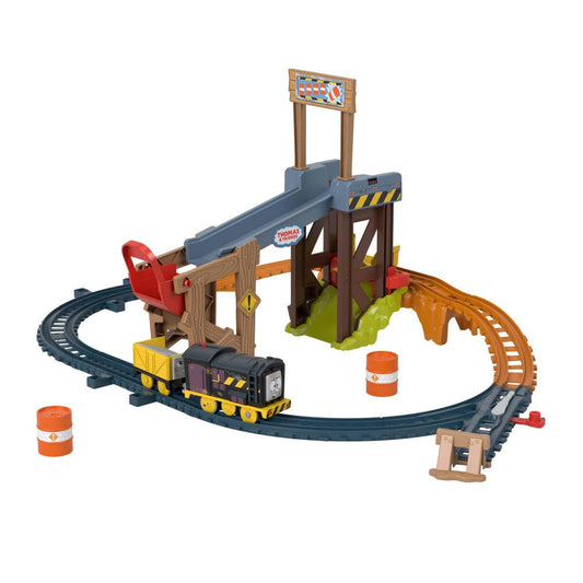 Thomas & Friends Motorized Toy Train Set Diesel’s Lift & Load Construction with Track & Cargo for Preschool Kids Ages 3+ Years, JBW20