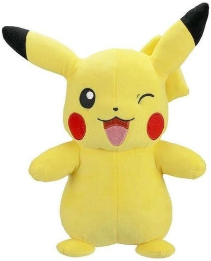 12-inch Pikachu plush toy with authentic details, perfect for kids and Pokémon fans, showcasing its cheerful expression.