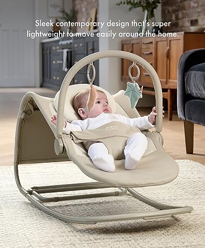Mamas & Papas Tempo 3-in-1 Rocker/Bouncer, Lightweight, 3-Point Harness and Easily Removable Magnetic Toy Bar, Sand