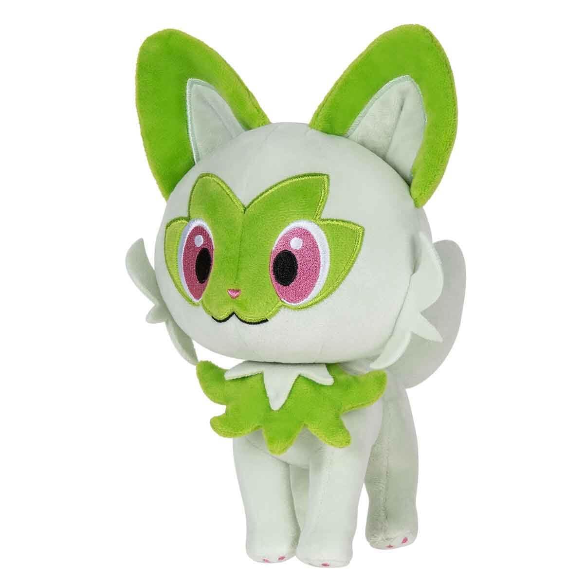 8-inch Pokémon Sprigatito plush toy featuring authentic details and a cute green design, perfect for fans and collectors.