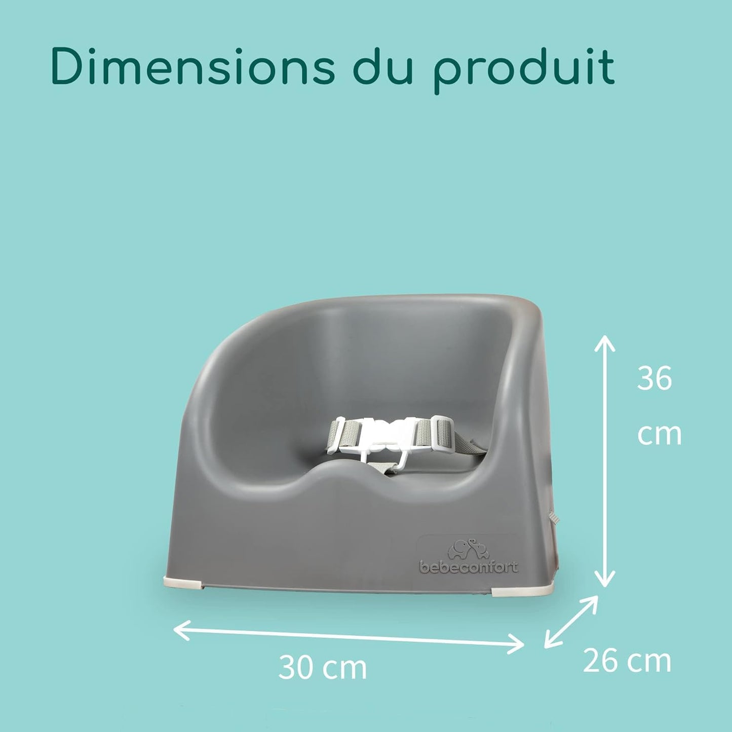 Bebeconfort Essential Booster, Booster Seat Dining Chair, Dining and Feeding Seat for Toddlers, Portable High Chair, High chair Seat, Lightweight, Easy to Clean, 6 months - 3 years, < 15kg, Warm Grey