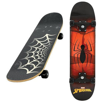 Spiderman Kids Beginners Skateboard | Officially Licensed Graphics Durable 7-Ply Deck Smooth PVC Wheels | Offering Enhanced Stability Balance and Coordination Development | Age 5+