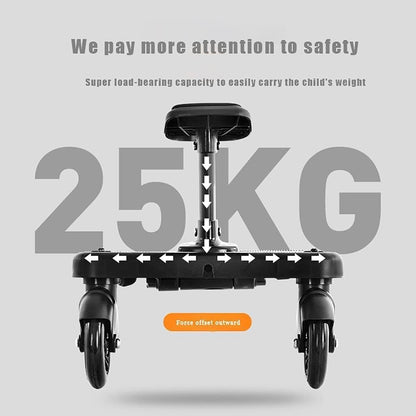 Buggy Stroller Board with Seat Pram Pushchair Stroller Board Pram Accessory Attachment for Kids with Double Clip for Extra Safety