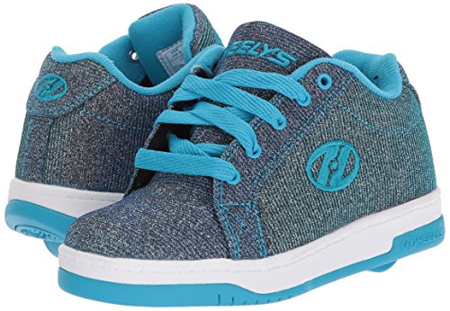 Heelys unisex kids’ fitness shoes in pewter and blue, multicolour, size 5 UK, with built-in wheels for active play.