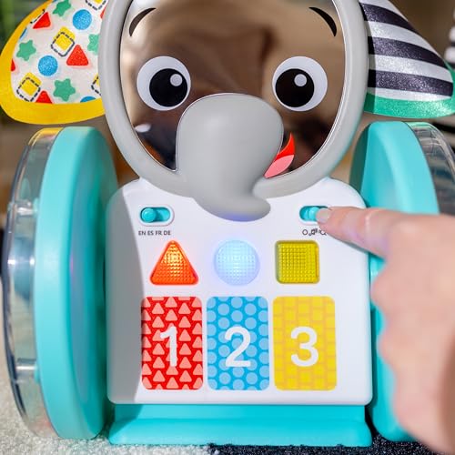 Baby Einstein Chase & Tap Earl crawling baby toy with mirror and music for babies 6 months and up, featuring colorful design and interactive elements.