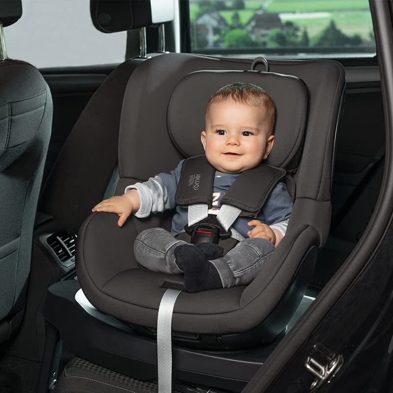 BRITAX RÖMER Rotating car seat DUALFIX Plus, 360 Degree, incl. Newborn Insert and ISOFIX, from 40-105 cm (i-Size), Birth - 4 Years, Midnight Grey
