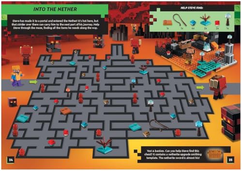 LEGO® Minecraft®: Steve’s Netherite Adventure Search & Find Sticker Activity (with Steve minifigure and sword) (LEGO® Search and Find)