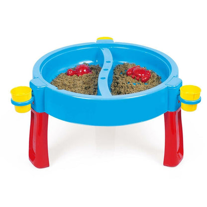 Dolu Kids 3-in-1 blue activity sand and water play table with lid, suitable for children aged 2 to 8, indoor and outdoor use.