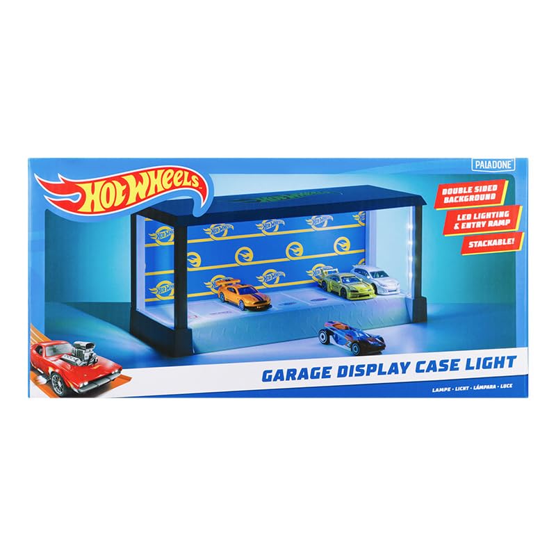 Hot Wheels Garage & Display Light - Officially Licensed Mattel Merchandise, Light Up Case Holds 7 Cars, Customisable Background, Gift for Collectors | Paladone