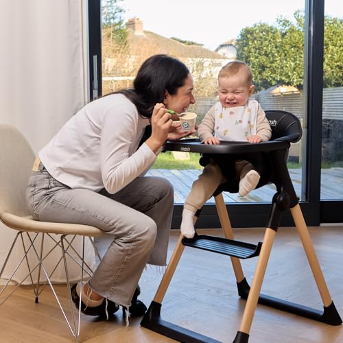 Mash High Chair Bundle by Baby Elegance | Includes Newborn Seat (0-6 Months), Toddler Seat (6+ Months) & Black Cushion | Adjustable Black High Chair for Babies & Toddlers