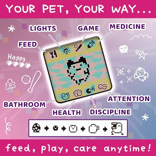 TAMAGOTCHI Bandai Original Pink Glitter Shell Original Cyber Pet 90s Adults And Kids Toy With Chain | Retro Virtual Pets Are Great Boys And Girls Toys Or Gifts For Ages 8+