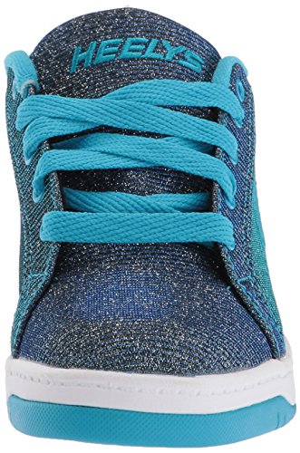 Heelys unisex kids' fitness shoes in multicolour Pewter and Blue with wheels, size 5 UK (38 EU), featuring sporty design and casual style.