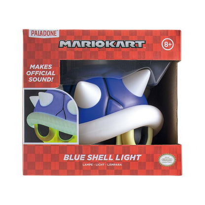 Paladone Super Mario blue shell light with sound, gaming home décor featuring official Nintendo logo and vibrant blue shell design.