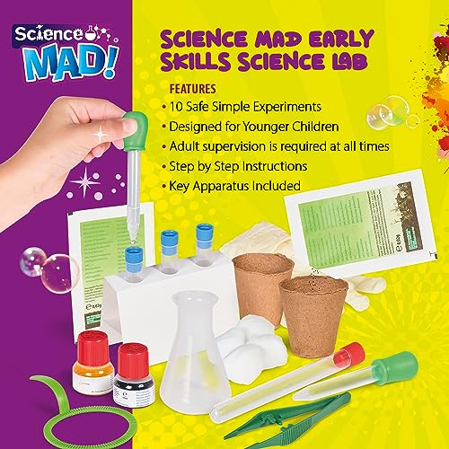 Science Mad SM65 Early Skills Science Lab with colorful apparatus and materials for fun science experiments for children 4+ years old.