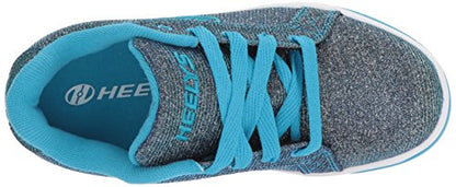 Heelys unisex kids' fitness shoes in pewter and blue with wheels, size 5 UK, featuring multicolour design and casual style.