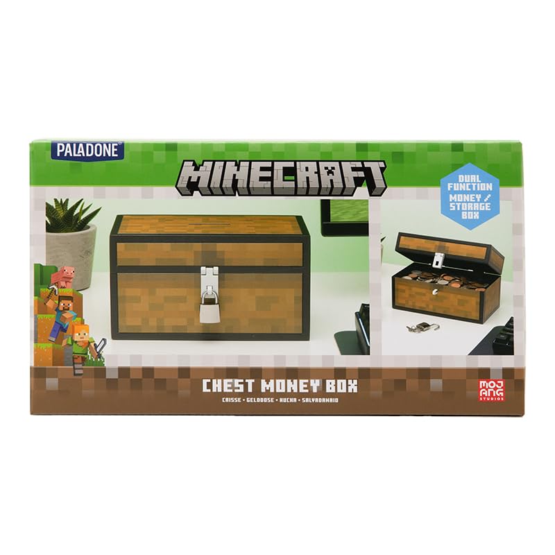 Minecraft Officially Licensed Chest Money Box, Gaming Room Decor and Merchandise for Boys and Girls, Piggybank Gift Accessory for Playroom and Bedroom | Paladone
