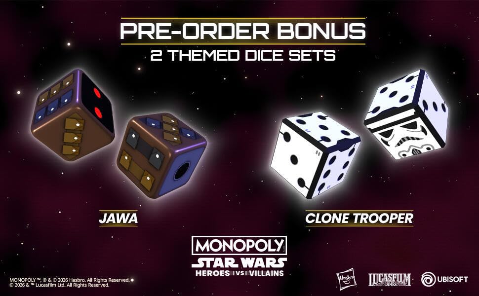 Ubisoft Monopoly: Star Wars Heroes vs Villains for PS5, featuring game box with Star Wars themed artwork and characters.