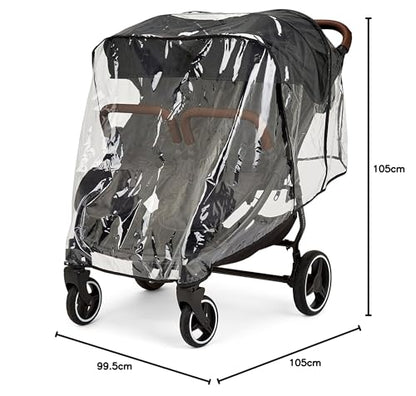 Ickle Bubba Venus Max Double Stroller – Twin Pushchair from Birth to 15kg per Seat, Independent Recline Seats, Footwarmers, Rain Cover, Compact Fold, Swivel Wheels & Suspension (Black)