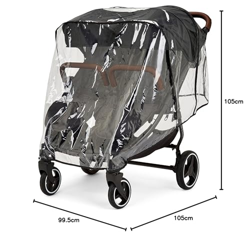 Ickle Bubba Venus Max Double Stroller – Twin Pushchair from Birth to 15kg per Seat, Independent Recline Seats, Footwarmers, Rain Cover, Compact Fold, Swivel Wheels & Suspension (Black)