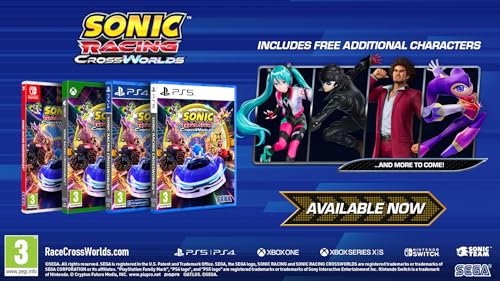 SEGA Sonic Racing: CrossWorlds Nintendo Switch game cover featuring Sonic the Hedgehog and colorful racing characters.