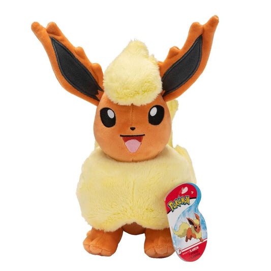 8-inch Pokémon Flareon plush toy featuring authentic details, perfect for kids and collectors.