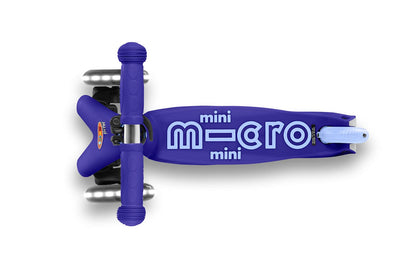 Micro Scooters | Mini Micro Deluxe LED Children's Scooter | Extra Grippy Deck | Weather Tested Stem | Remove & Fold Handlebar | Light Up Wheels | 2-5yrs | Boys & Girls | Blue
