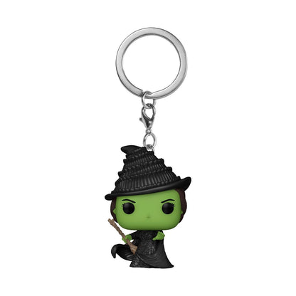 Funko Pop! keychain of Wicked's Elphaba, collectible mini figure in a vibrant design, perfect for backpack decor.