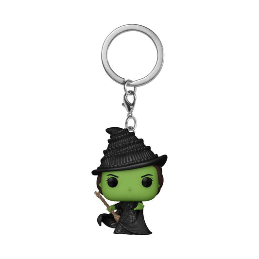 Funko Pop! keychain of Wicked's Elphaba, collectible mini figure in a vibrant design, perfect for backpack decor.