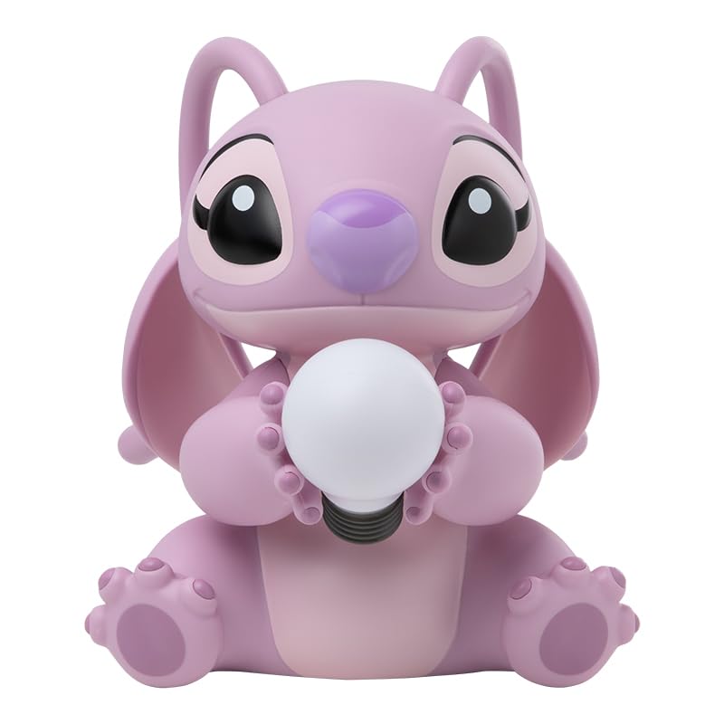 Pink Lilo and Stitch Angel lamp by Paladone, Disney collectible night light featuring a bedside table decor with luminous design.