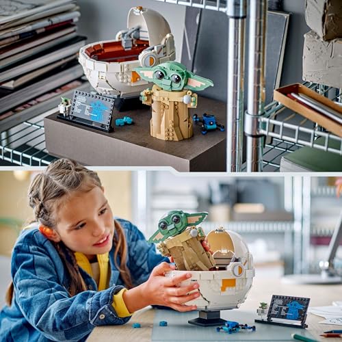 LEGO Star Wars 75403 Grogu figure with Hover Pram, collectible building toy for The Mandalorian fans, age 10+.