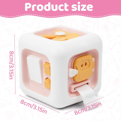 Ainiv Activity Busy Cube baby toy with colorful sensory elements, designed for toddlers 12-36 months to promote fine motor skills and learning.