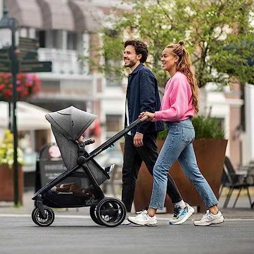 Maxi-Cosi Zelia S Trio 3-in-1 Prams Travel System, 0 - 4 Years, Up to 22 kg, Foldable, Compact and Reclining Baby Pushchair, with CabrioFix S i-Size Baby Car Seat, Accessories, Nursery Bag, Grey