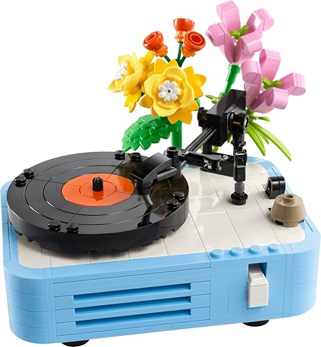 LEGO Creator 3in1 Record Player building toy with flowers, radio model, and microphone for creative play.