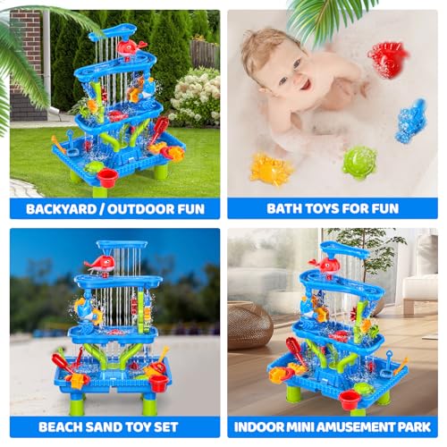 Doloowee Water Table for Toddlers, Sand and Water Table Summer Beach Toys Outdoor Toys Garden Toy for Kids 3 4 5 6 years old