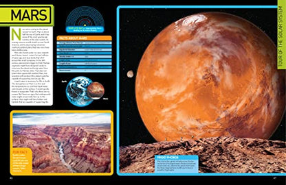Cover of National Geographic Kids Space Encyclopedia 2nd Edition showing planets, stars, and space exploration illustrations.