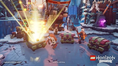 LEGO Horizon Adventures Nintendo Switch game cartridge featuring colorful LEGO Horizon character artwork.
