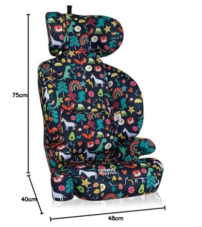 Cosatto Ninja 2 iSize Car Seat - from 100-150cm, Approx 4 Years - 12 Years, R129 High Back Booster, 10 Position Headrest, Easy Install Seatbelt or ISOFIX Fitting, Forward Facing (Carnival)